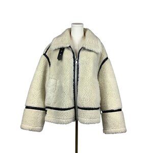 AVAILABLE - Zara faux shearling biker jacket